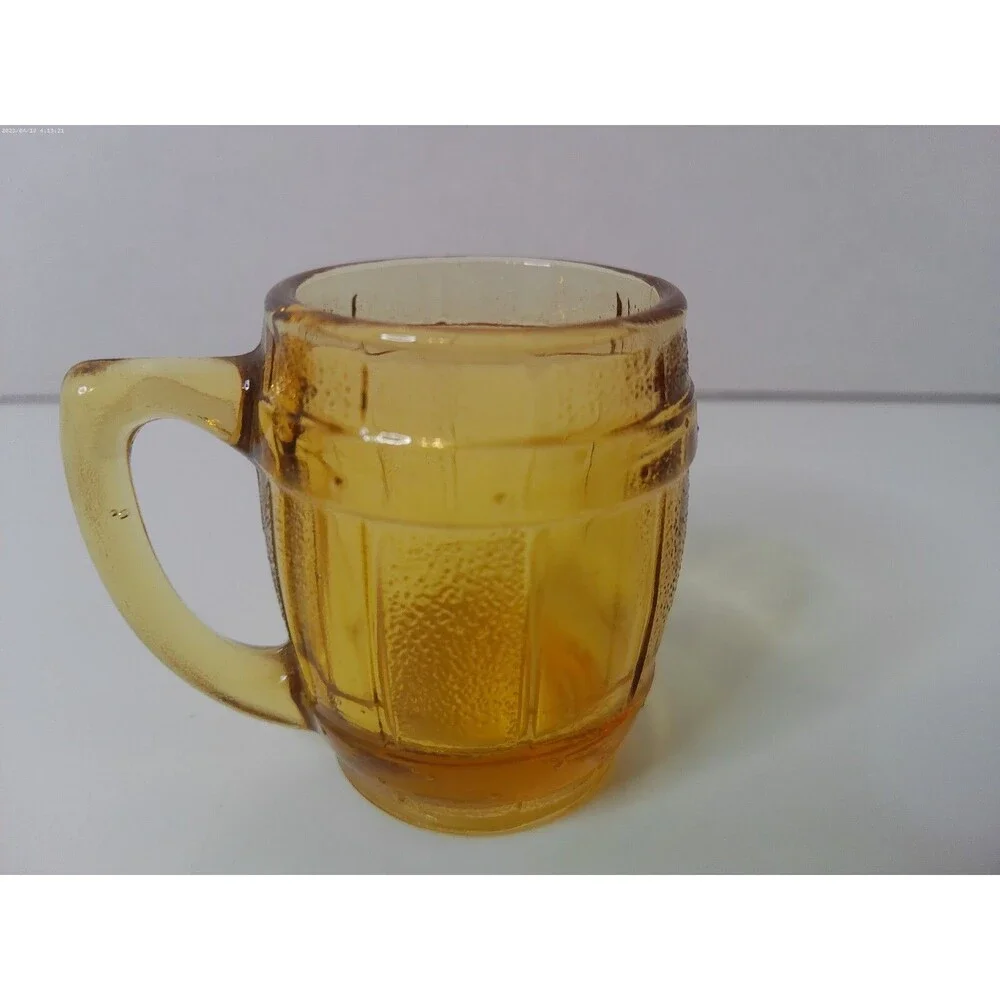 Tooth Pick Holder Amber Color Whiskey Barrel Shot Glass 2-1/4”